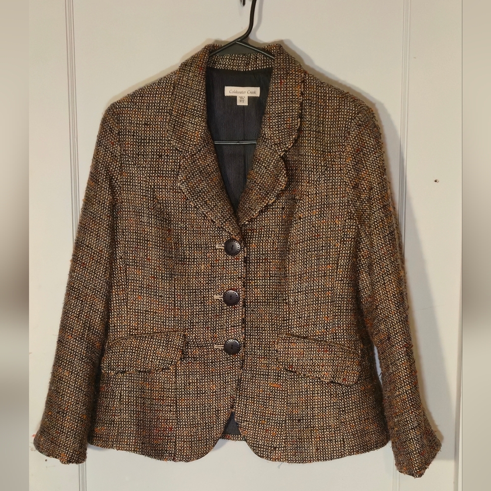 Coldwater Creek Brown Tweed Jacket Blazer Size p12
